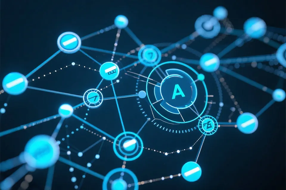 数据支持与联系的抽象示意图